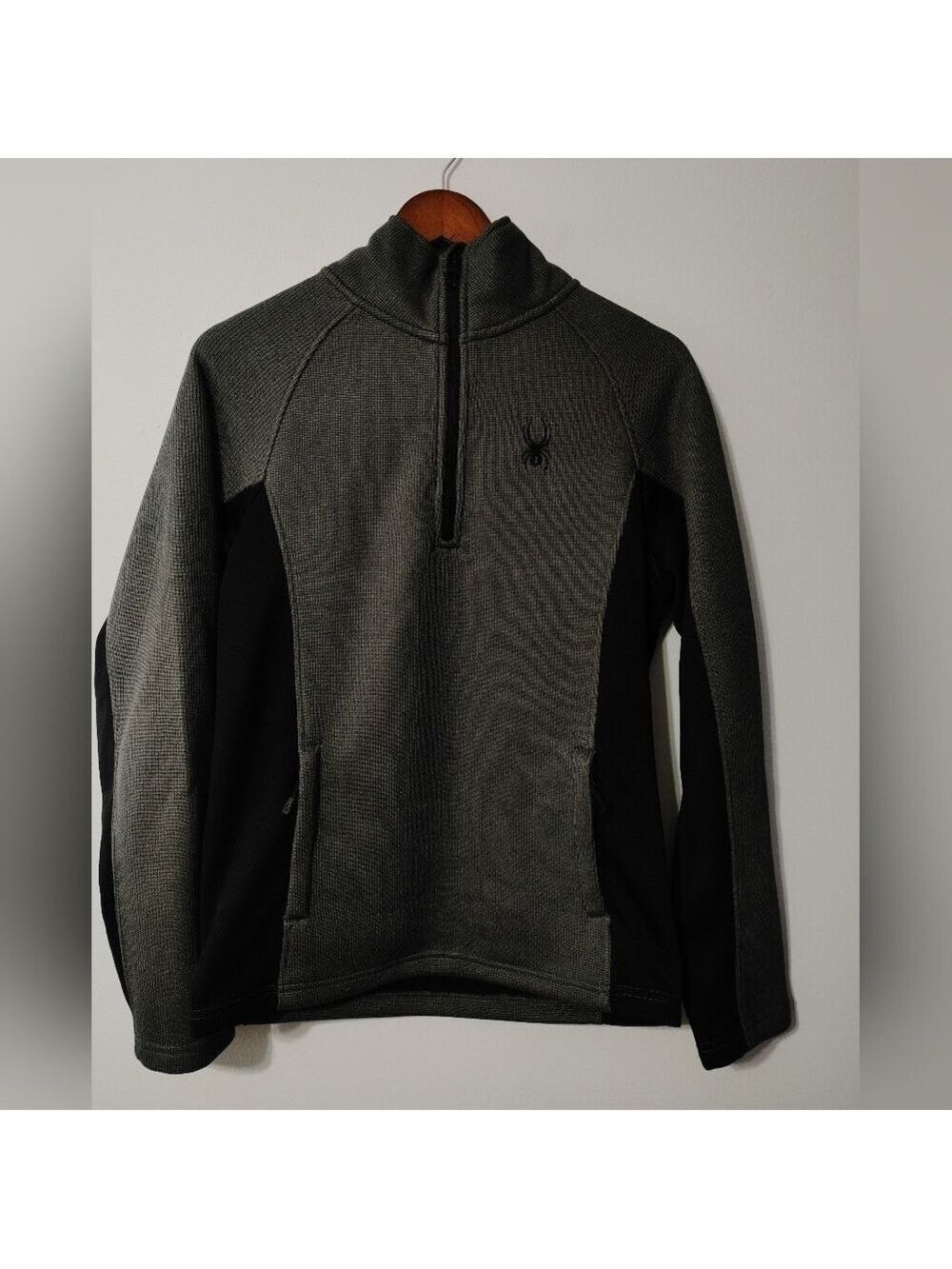 Men's SPYDER Outbound Quarter Zip Sweatshirt Dark Gray/Black SZ Small